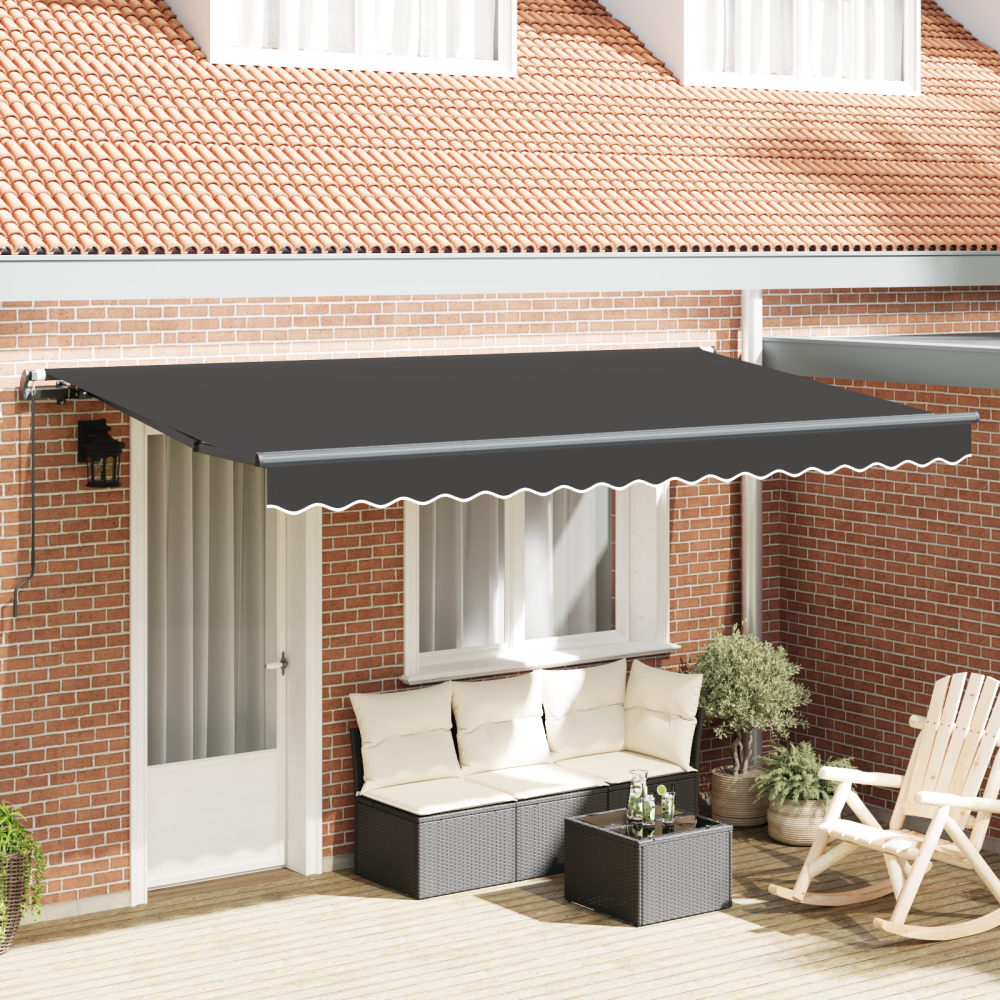 vidaXL Utfällbar markis Antracit 400 x 200 cm Polyester och aluminium