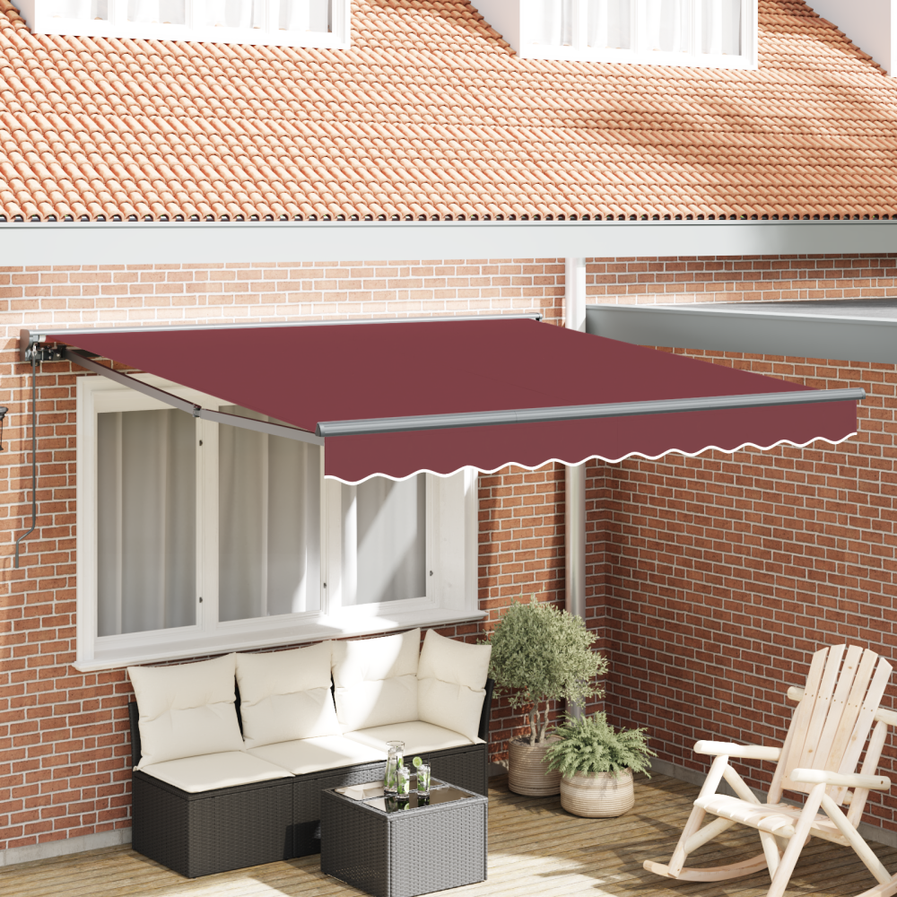vidaXL Utfällbar markis Burgunder Röd 350x250 cm tyg