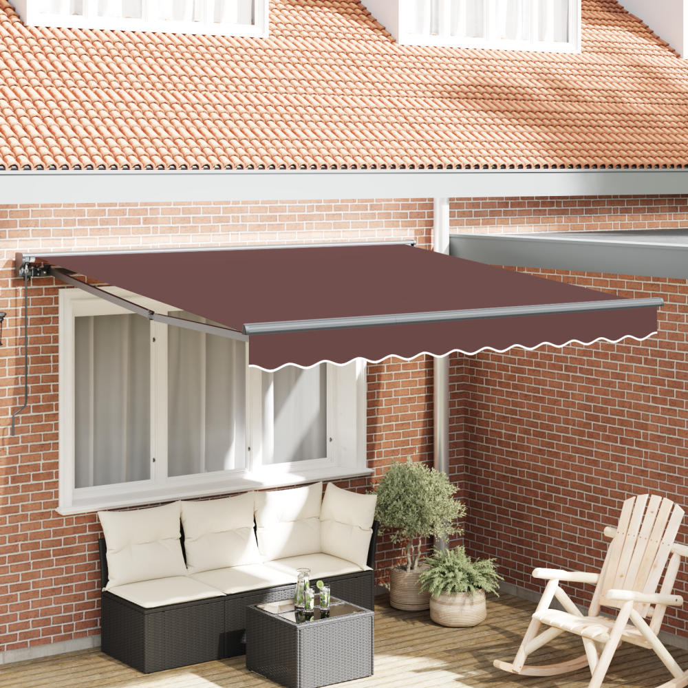 vidaXL Utfällbar markis Brun 350x250 cm tyg