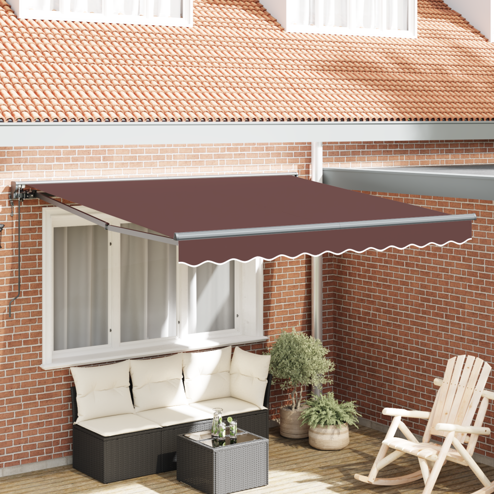 vidaXL Utfällbar markis Brun 350x250 cm tyg