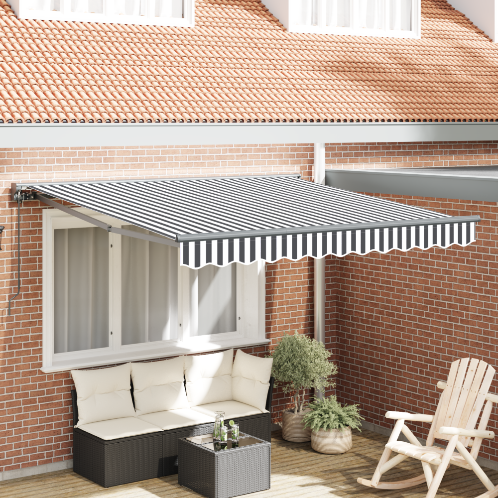 vidaXL Utfällbar markis Antracit och vitt 350x250 cm tyg