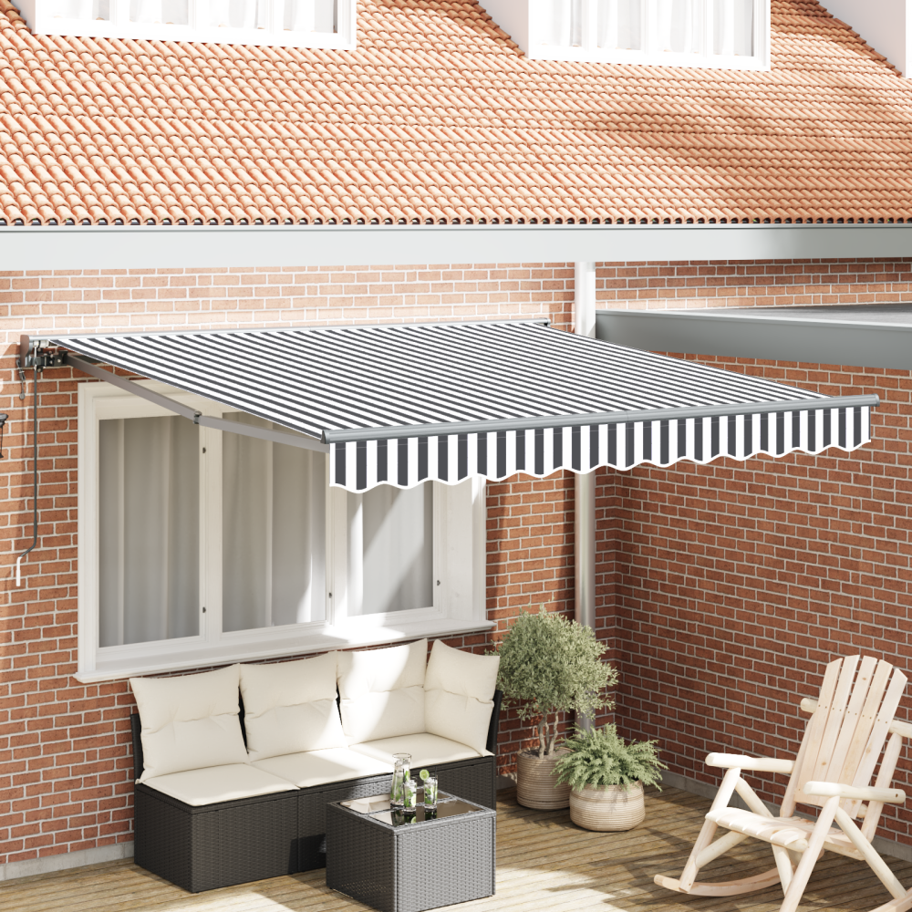 vidaXL Utfällbar markis Antracit och vitt 350x250 cm tyg