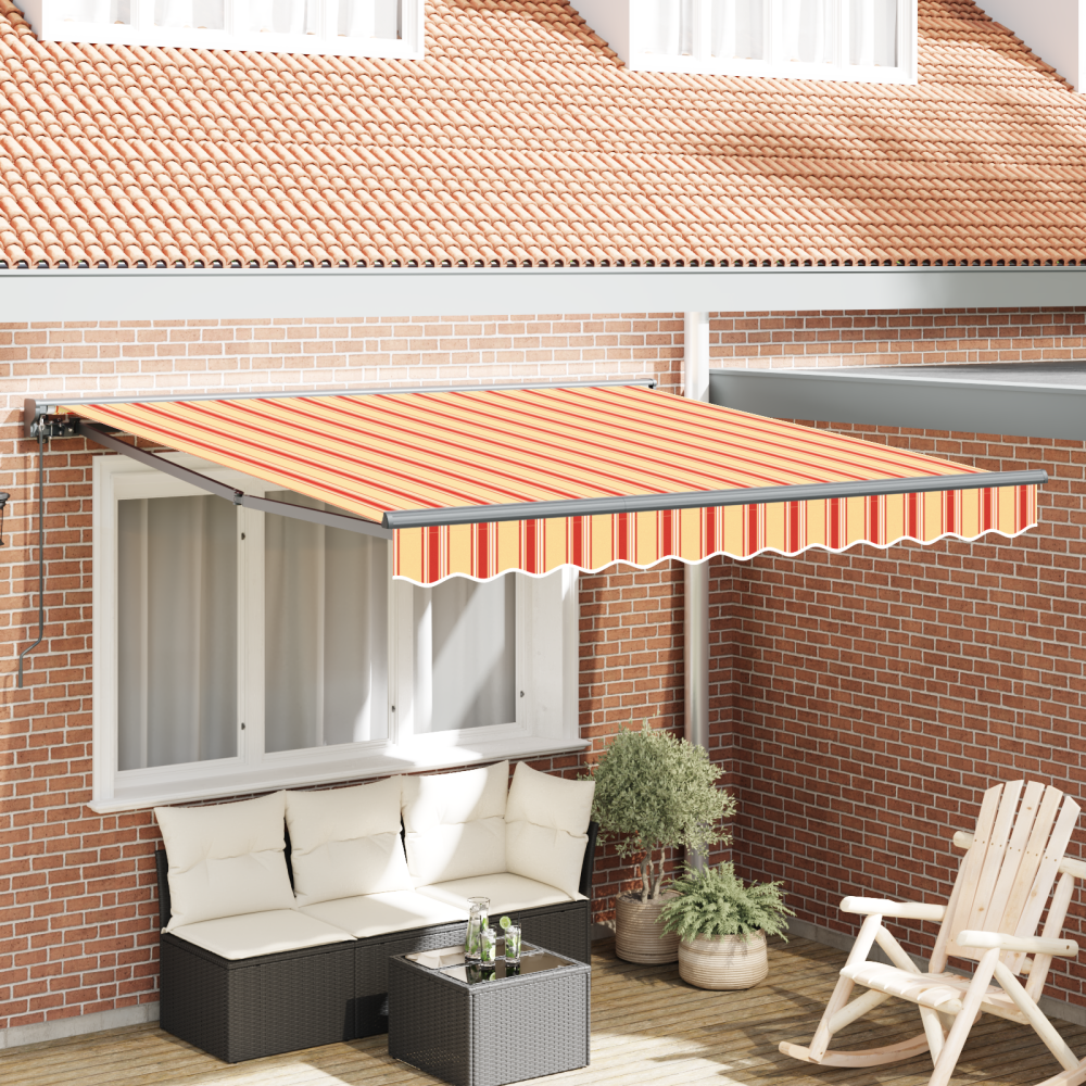 vidaXL Utfällbar markis Gul och Orange 350x250 cm tyg