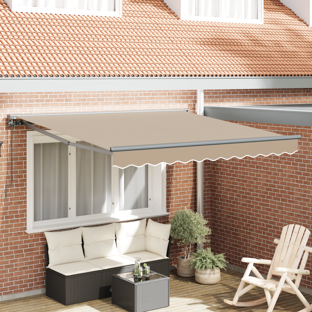 vidaXL Utfällbar markis Beige 350x250 cm tyg