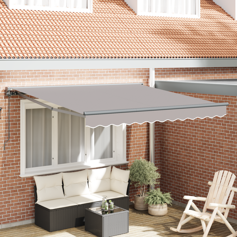 vidaXL Utfällbar markis Ljusgrå 350x250 cm tyg