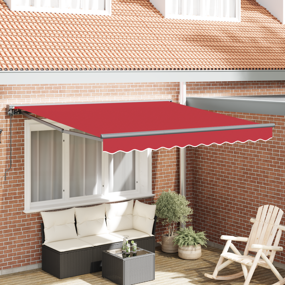 vidaXL Utfällbar markis Röd 350x250 cm tyg