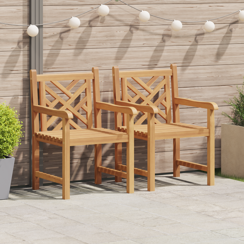 vidaXL Trädgård Stol 2 pcs Brun 58 x 60 x 90 cm Massivt teakträ