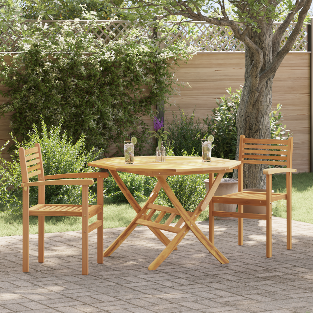 vidaXL Trädgårds stapelbara stolar 2 pcs Brun 55.5 x 55.5 x 90 cm
