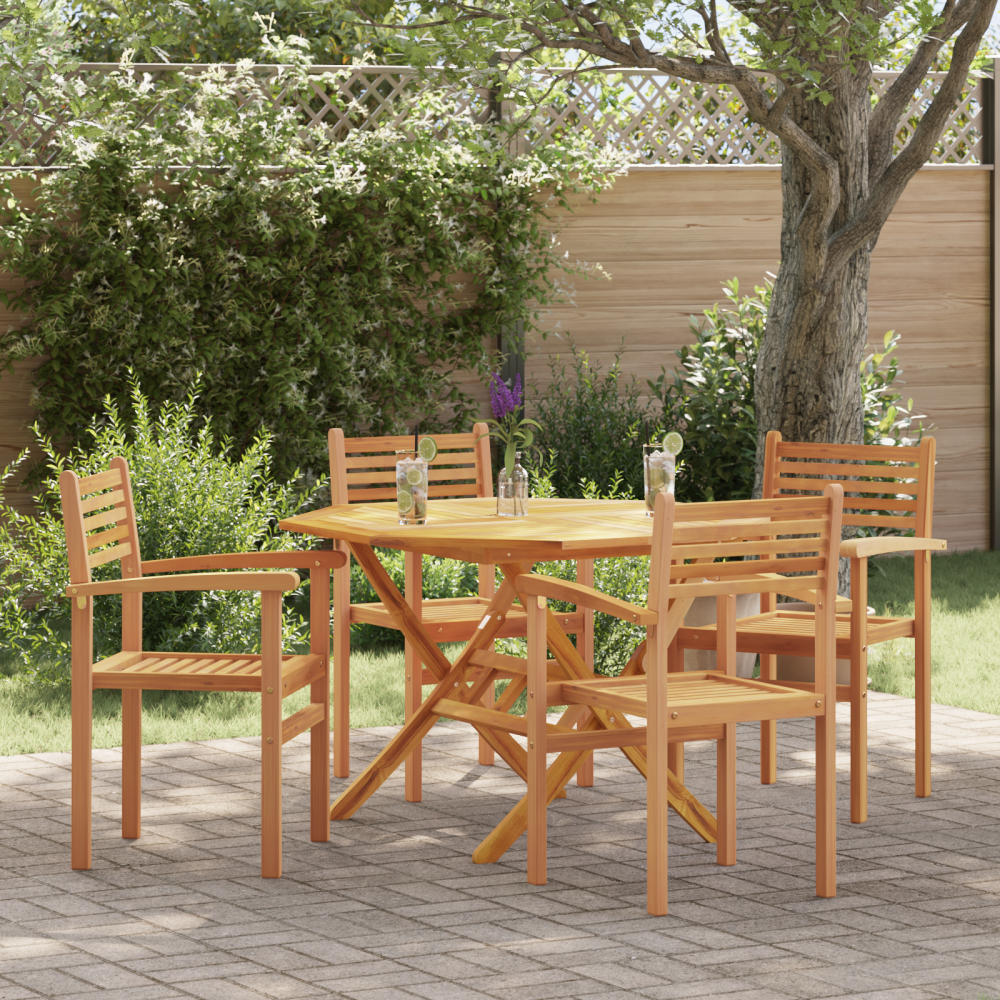 vidaXL Trädgårds stapelbara stolar 4 pcs Brun 55.5 x 55.5 x 90 cm