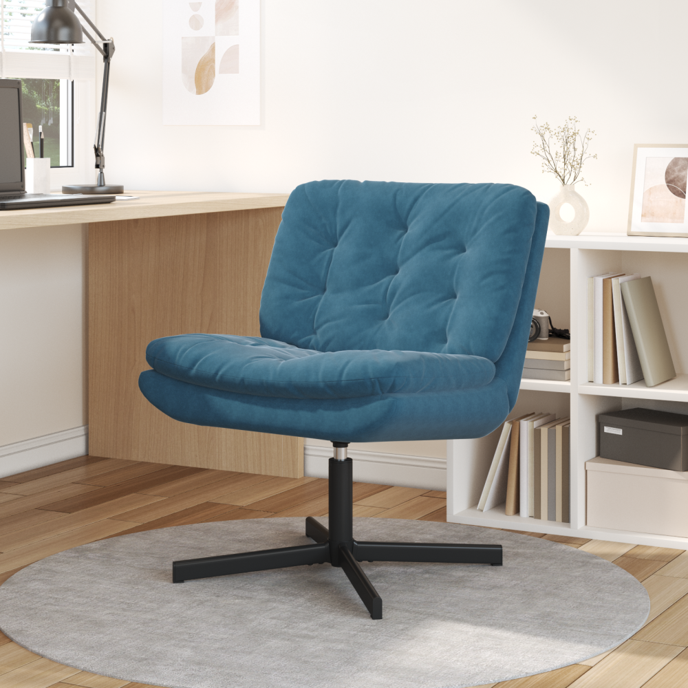 vidaXL Svängbar Avkopplingsstol med kudde Blå 63 x 75 x 76 cm Sammet