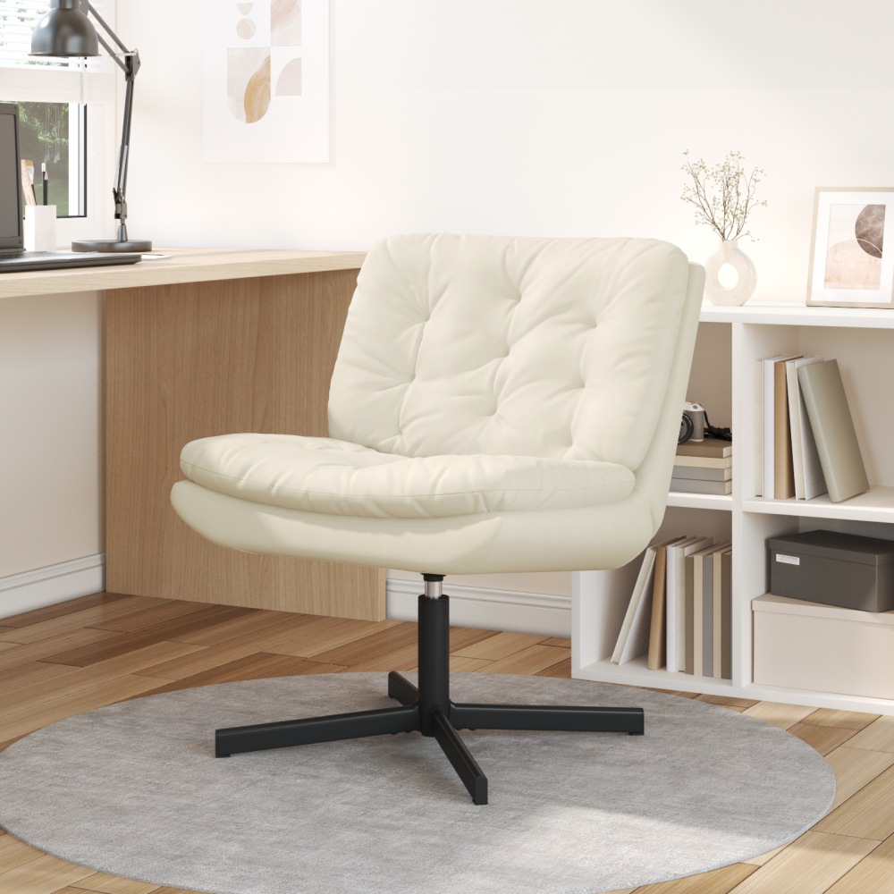 vidaXL Svängbar Avkopplingsstol med kudde Kräm 63 x 75 x 76 cm Sammet