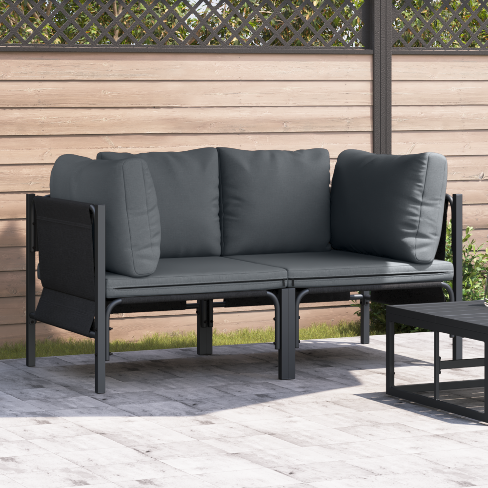 vidaXL Utomhusmöbelset med kudde med kudde 2 pcs Antracit
