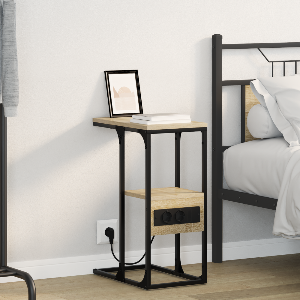 vidaXL Sängbord med låda Sonoma ek 41.5 x 26 x 60.5 cm Konstruerat trä