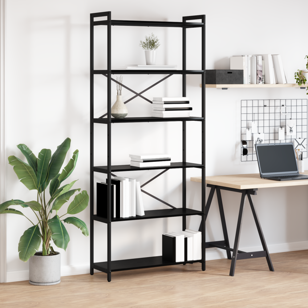 vidaXL Bokhylla Svart ek 80 x 30 x 188 cm Konstruerat trä