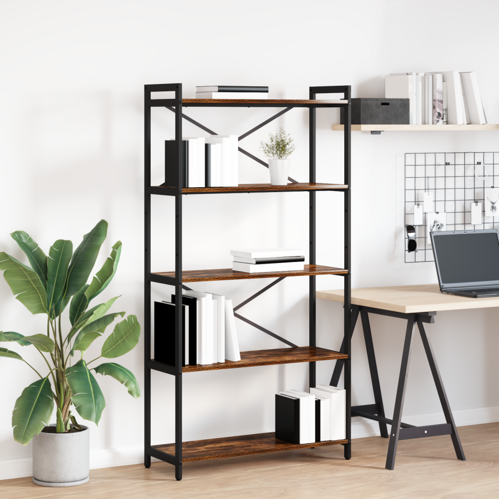 vidaXL Bokhylla Rökfärgad ek 80 x 30 x 153 cm Konstruerat trä