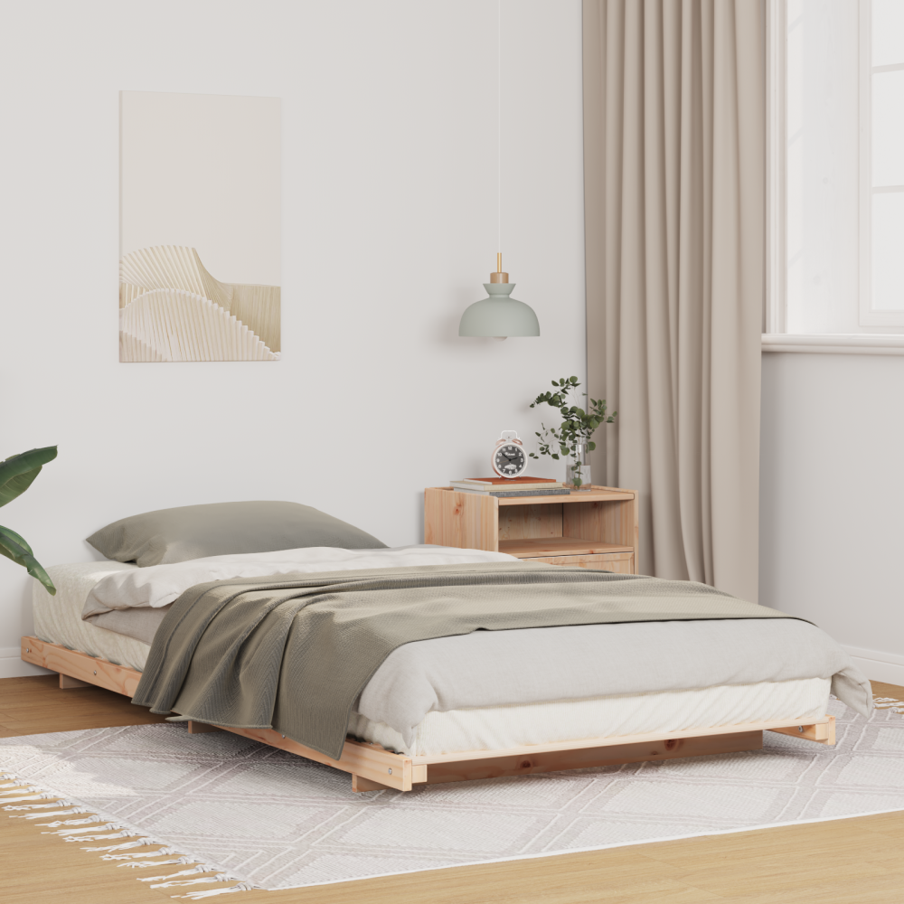 vidaXL Sängram Brun 90 x 200 cm Massiv furu