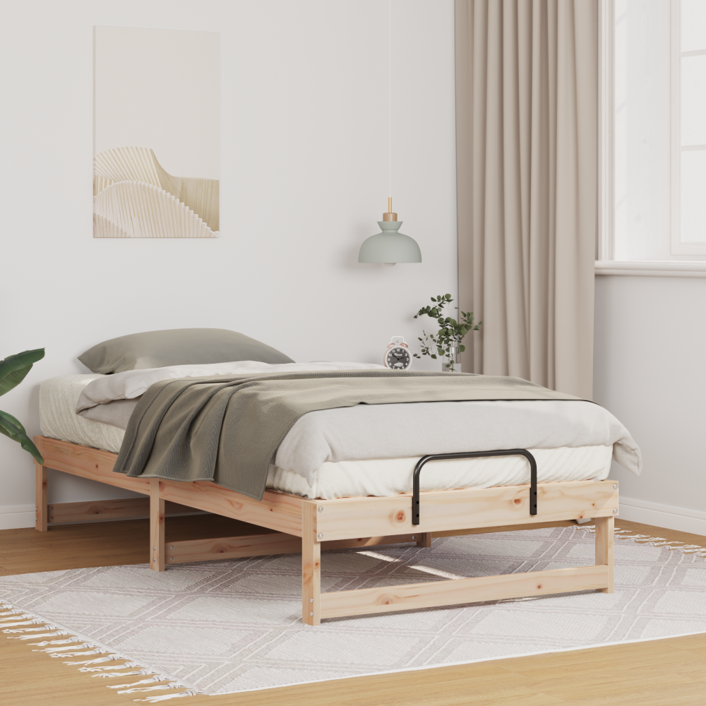 vidaXL Sängram Brun 75 x 190 cm Massiv furu