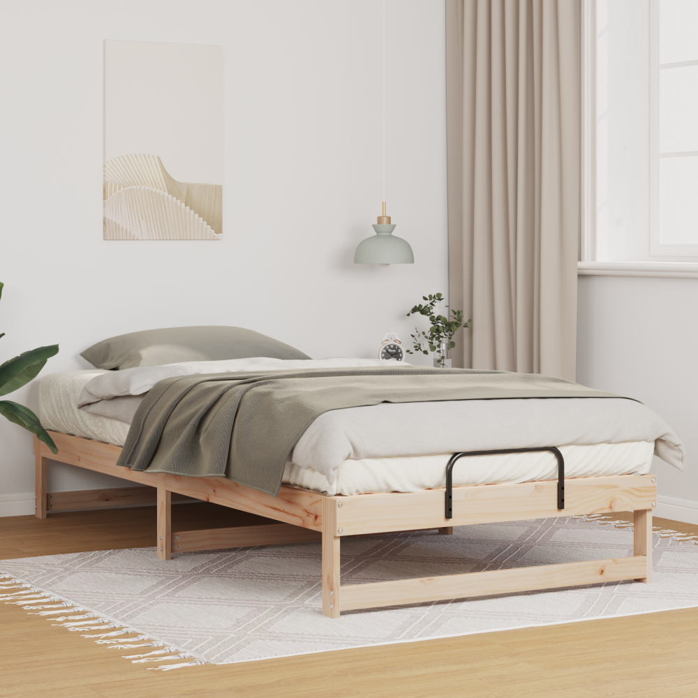 vidaXL Sängram med bärhandtag Brun 100 x 210 cm Massiv furu
