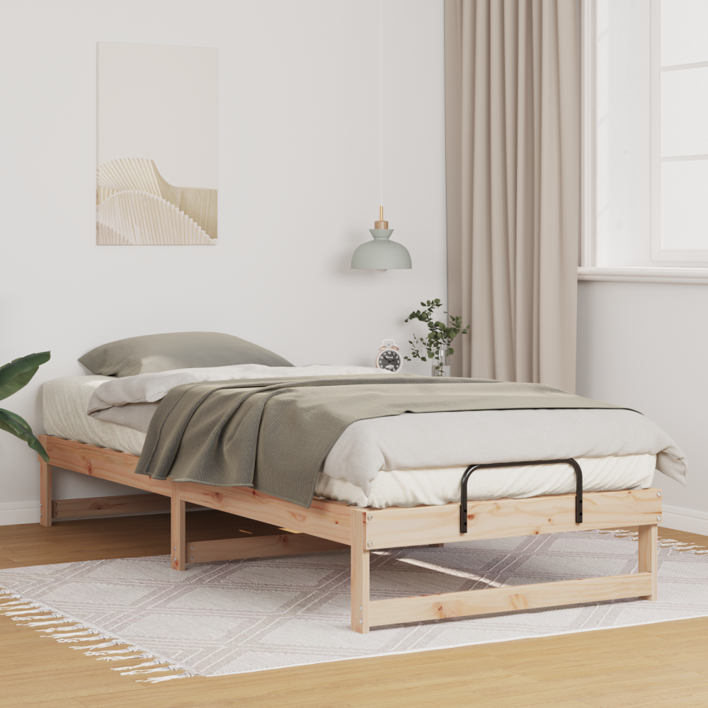 vidaXL Sängram med bärhandtag Brun 80 x 220 cm Massiv furu