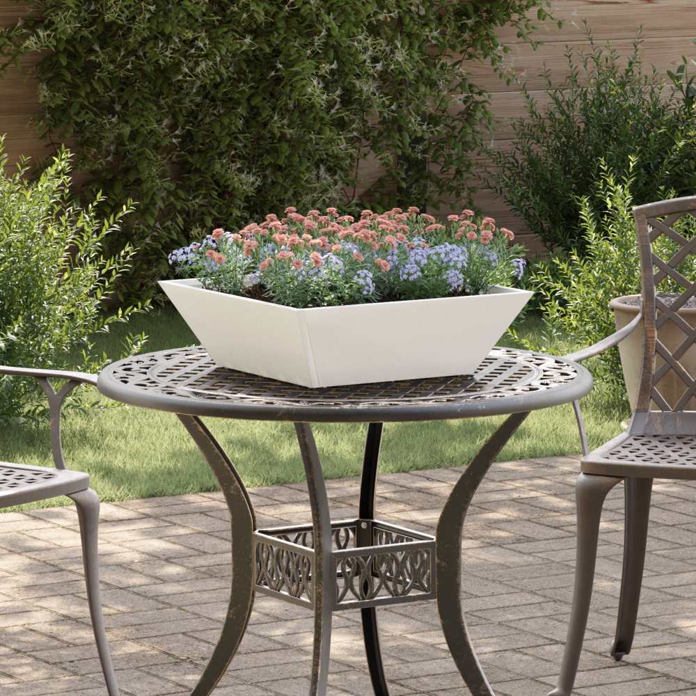 vidaXL Trädgårds Skål Planter 5 pcs Vit 50 x 50 x 15 cm Stål