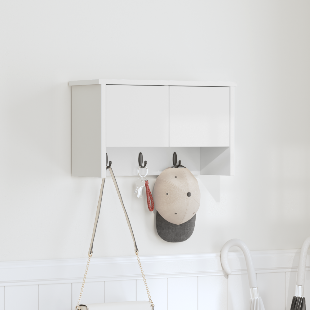 vidaXL Väggmonterad Klädhängare Vit 50 x 20 x 30 cm Konstruerat trä