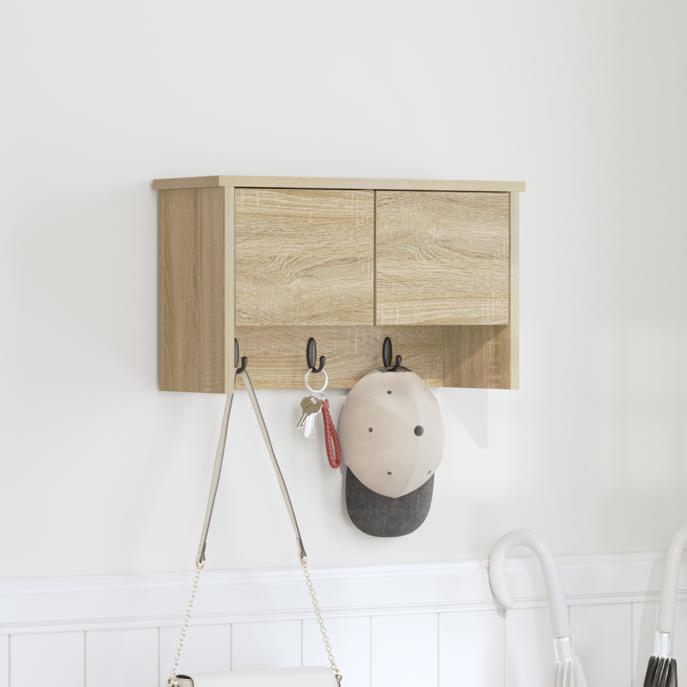 vidaXL Väggmonterad Klädhängare med hylla Sonoma ek 50 x 20 x 30 cm