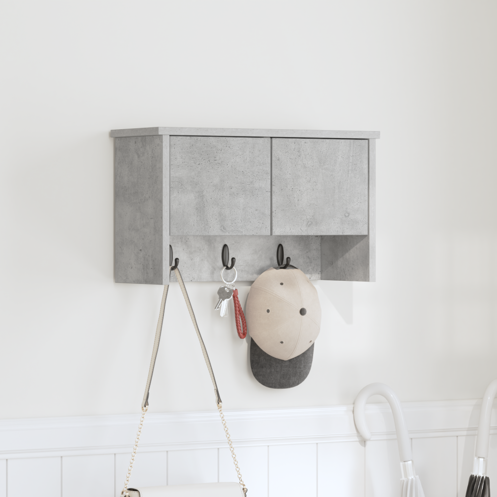 vidaXL Väggmonterad Klädhängare med hylla Väggmonterad med lagring med dörr Betonggrå 50 x 20 x 30 cm