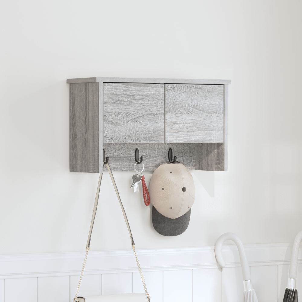 vidaXL Väggmonterad Klädhängare med hylla Grå sonoma 50 x 20 x 30 cm