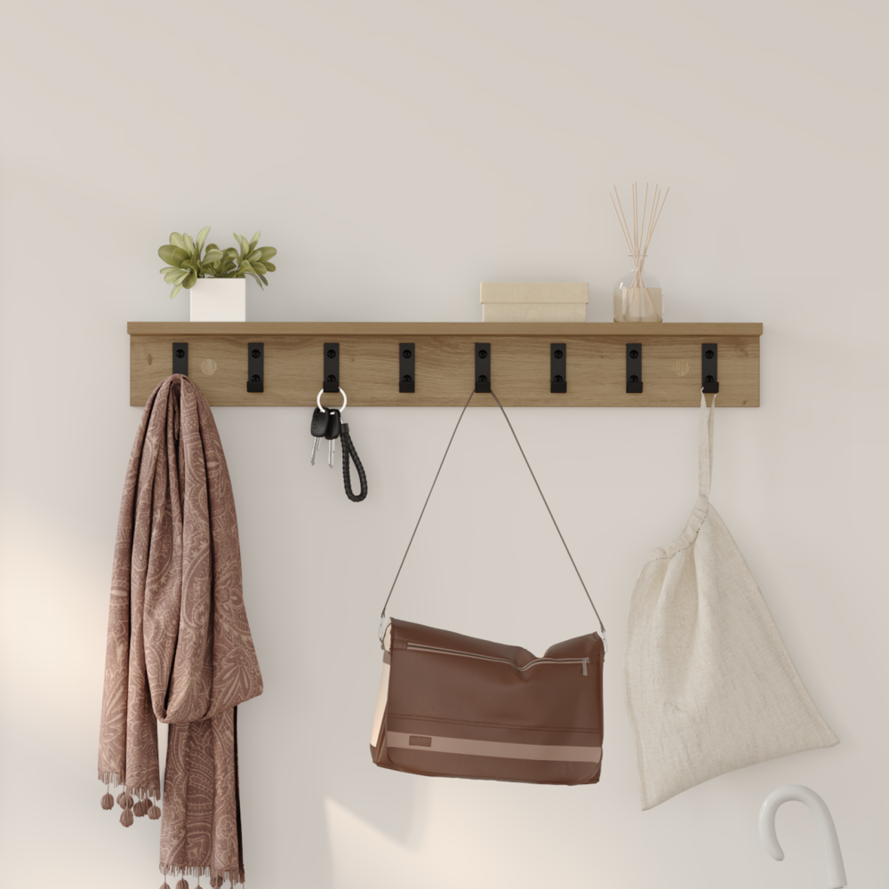 vidaXL Väggmonterad Klädhängare artisan ek 80 x 10.5 x 10.5 cm