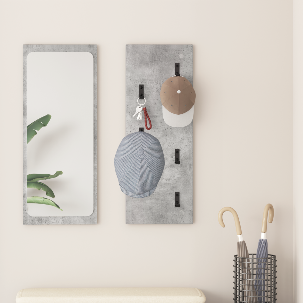 vidaXL Väggmonterad Klädhängare Betonggrå 30 x 1.5 x 80 cm