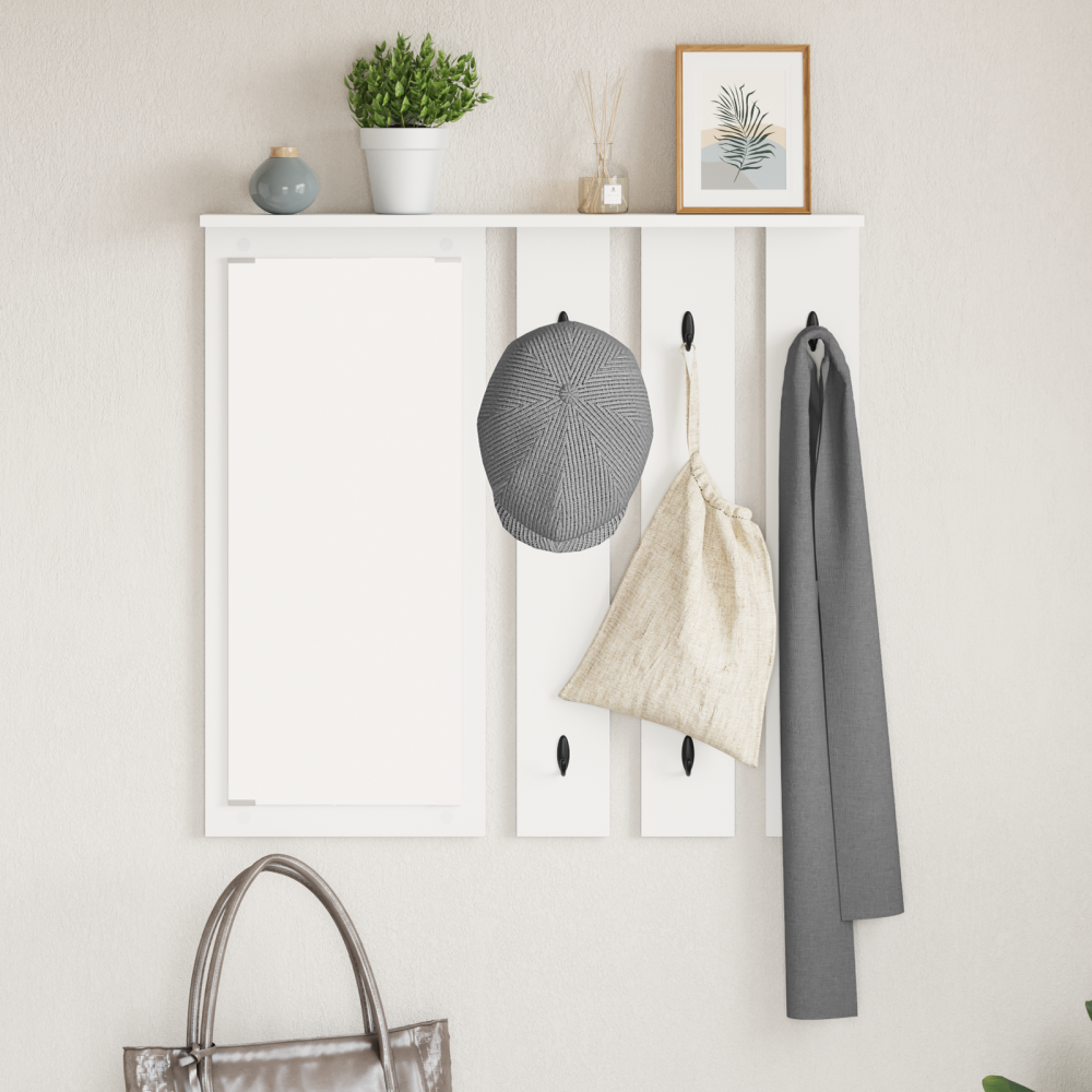 vidaXL Väggmonterad Klädhängare Vit 84 x 10 x 80 cm Konstruerat trä