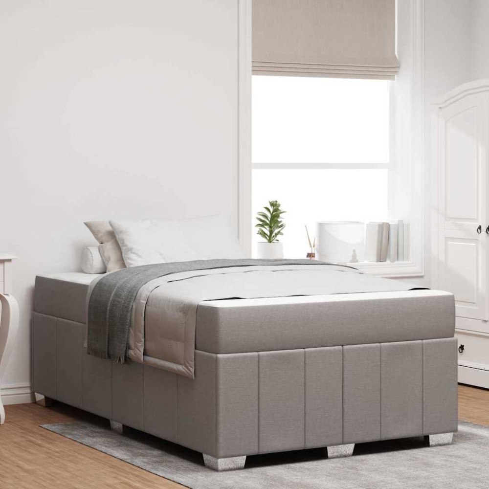 vidaXL Sängram med madrass Taupe 120 x 200 cm tyg