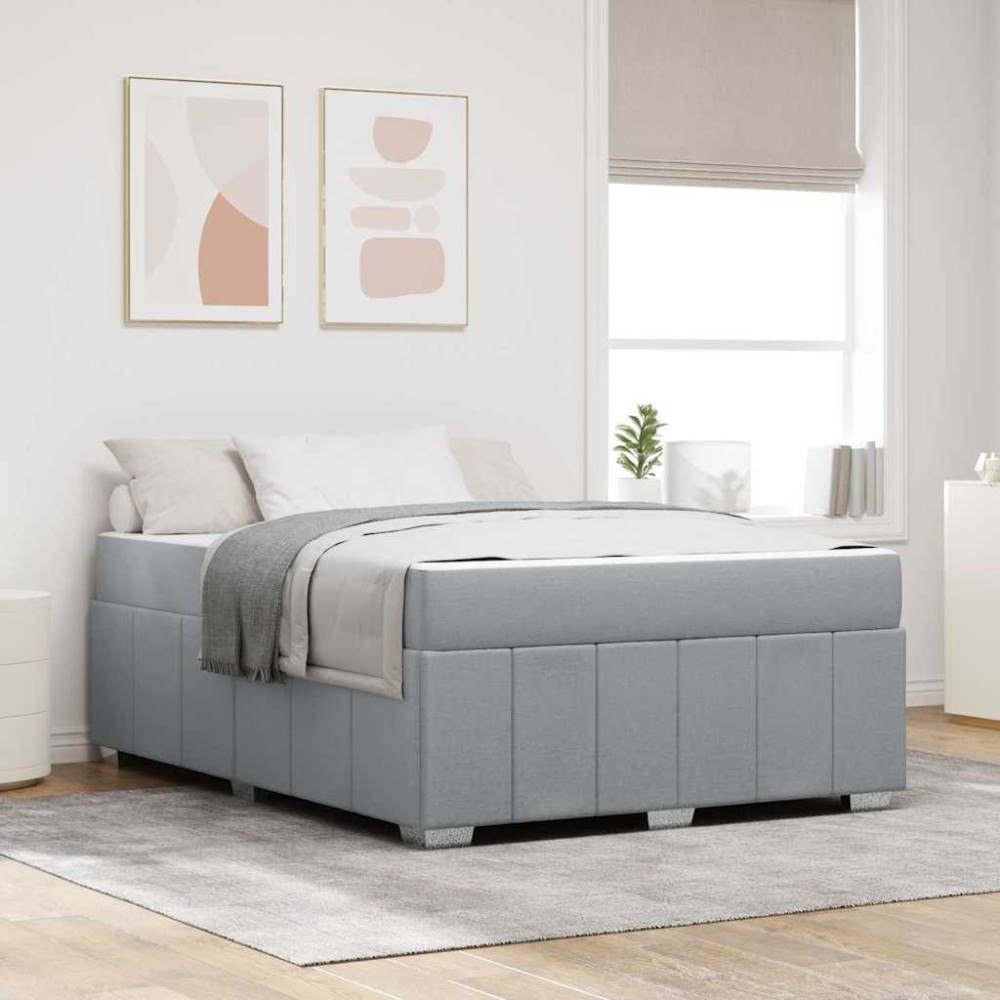 vidaXL Sängram med madrass Ljusgrå 140 x 200 cm tyg