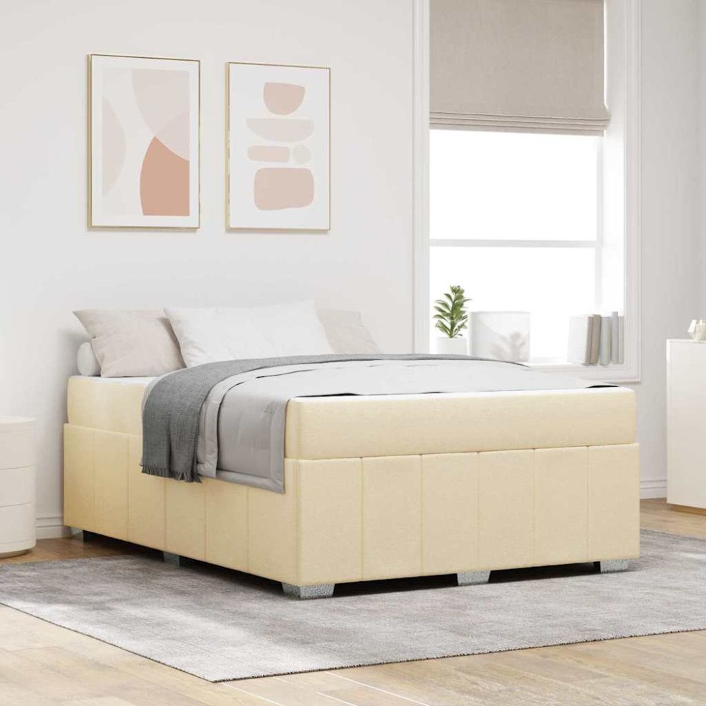 vidaXL Sängram med madrass Kräm 160 x 200 cm tyg