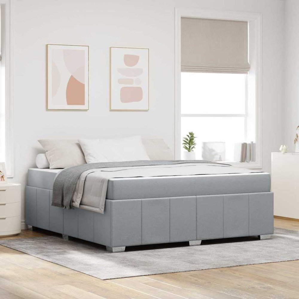 vidaXL Sängram med madrass Ljusgrå 180 x 200 cm tyg