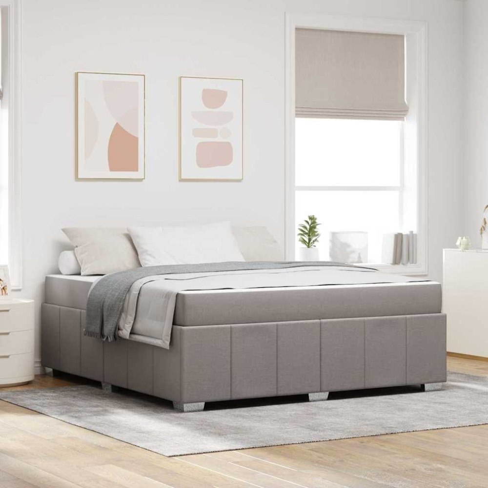 vidaXL Sängram med madrass Taupe 180 x 200 cm tyg