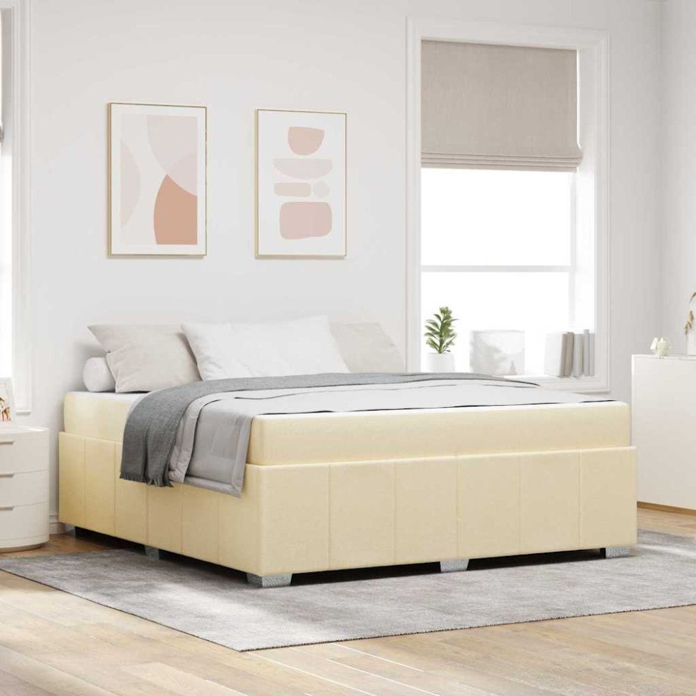 vidaXL Sängram med madrass Kräm 180 x 200 cm tyg
