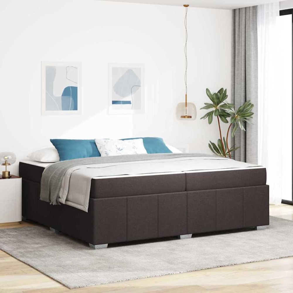 vidaXL Sängram med madrass Mörkbrun 200 x 200 cm tyg