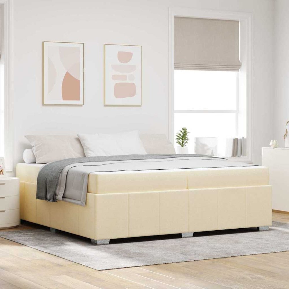 vidaXL Sängram med madrass Kräm 200 x 200 cm tyg