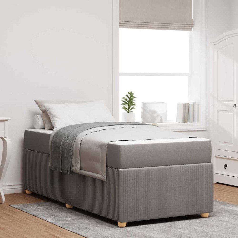vidaXL Sängram med madrass Taupe 80 x 200 cm tyg