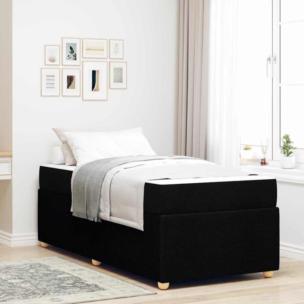 vidaXL Sängram med madrass Svart 90 x 200 cm tyg