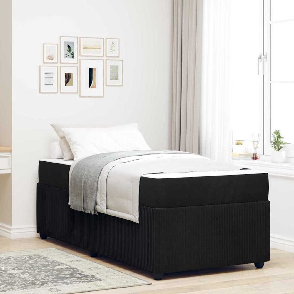 vidaXL Sängram med madrass Svart 90 x 200 cm tyg