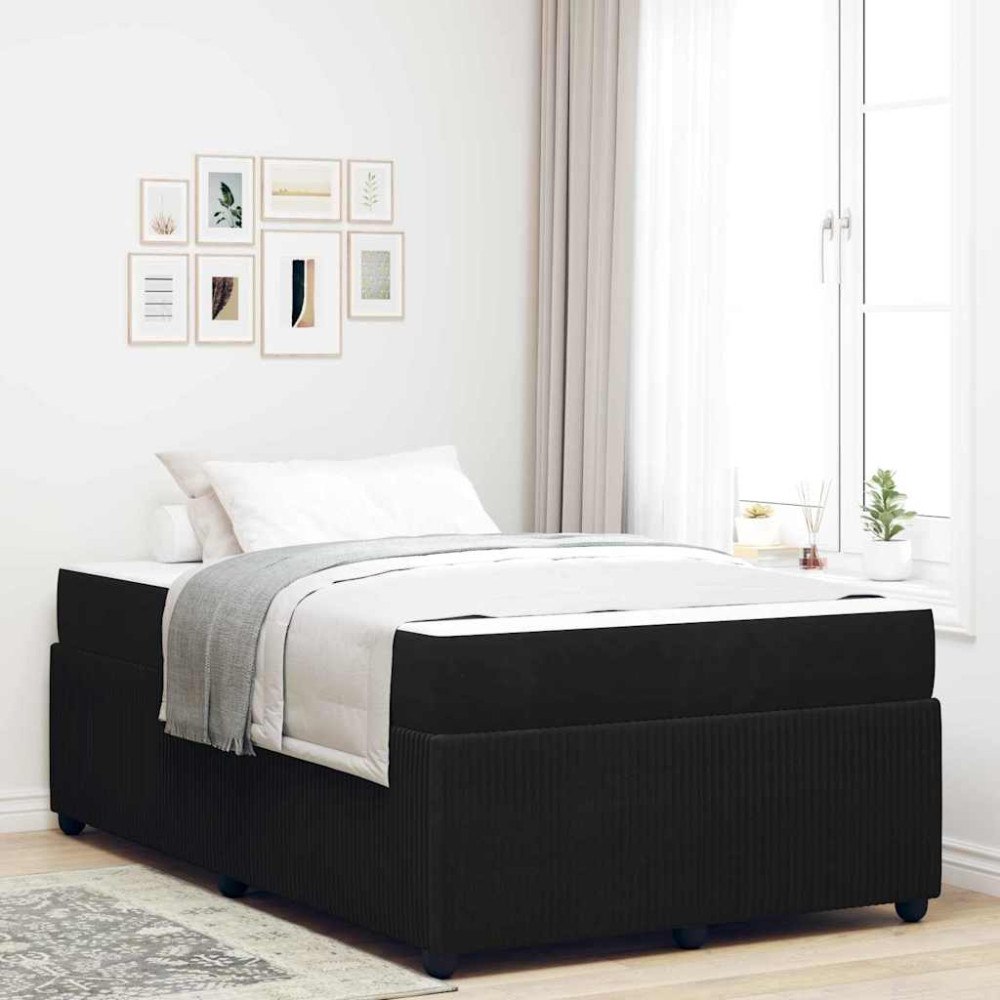vidaXL Sängram med madrass Svart 120 x 190 cm tyg