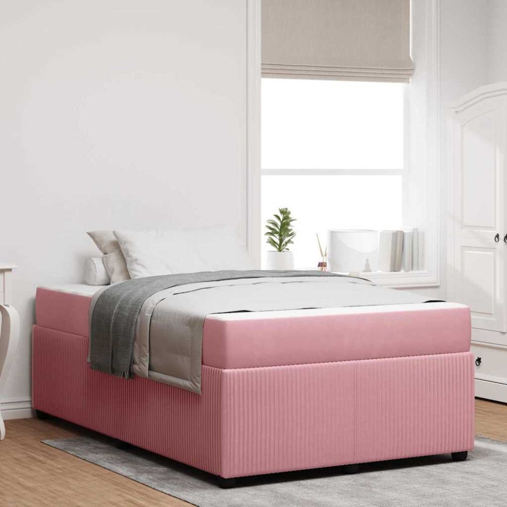 vidaXL Sängram med madrass Rosa 120 x 190 cm tyg