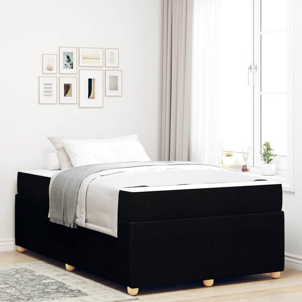 vidaXL Sängram med madrass Svart 120 x 200 cm tyg