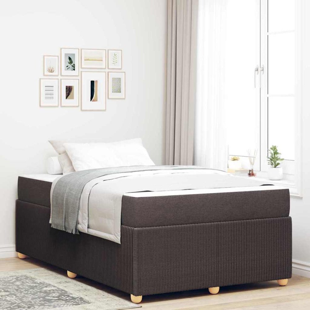 vidaXL Sängram med madrass Mörkbrun 120 x 200 cm tyg
