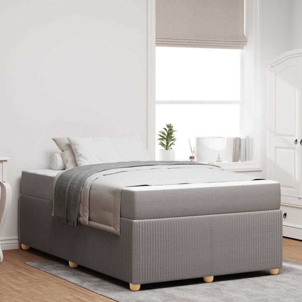 vidaXL Sängram med madrass Taupe 120 x 200 cm tyg