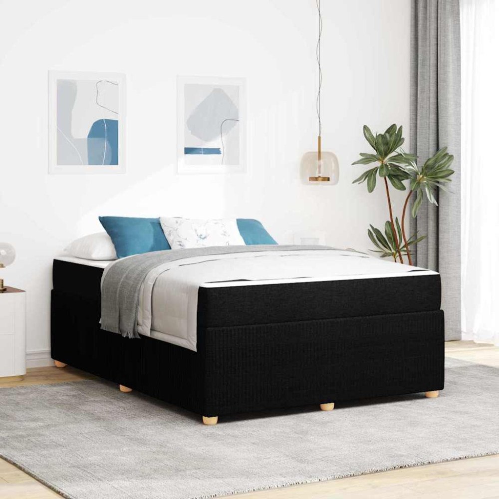 vidaXL Sängram med madrass Svart 140 x 200 cm tyg