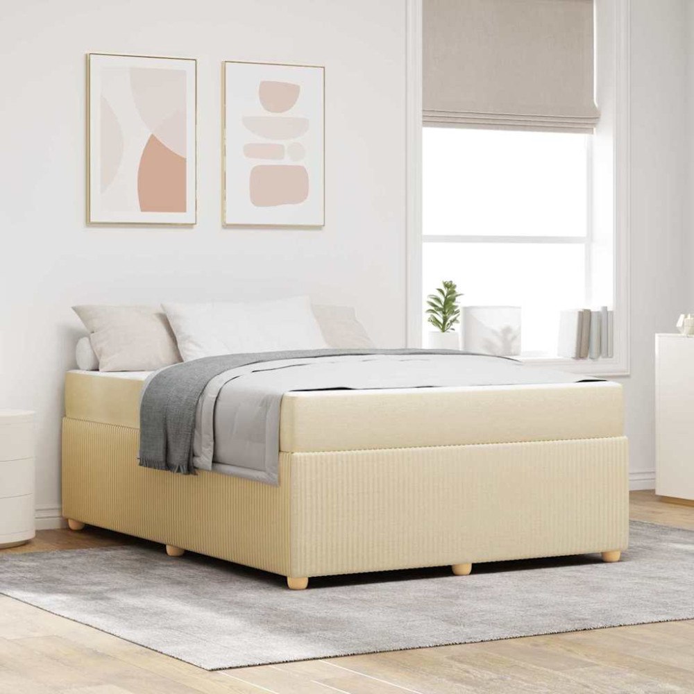 vidaXL Sängram med madrass Kräm 140 x 200 cm tyg