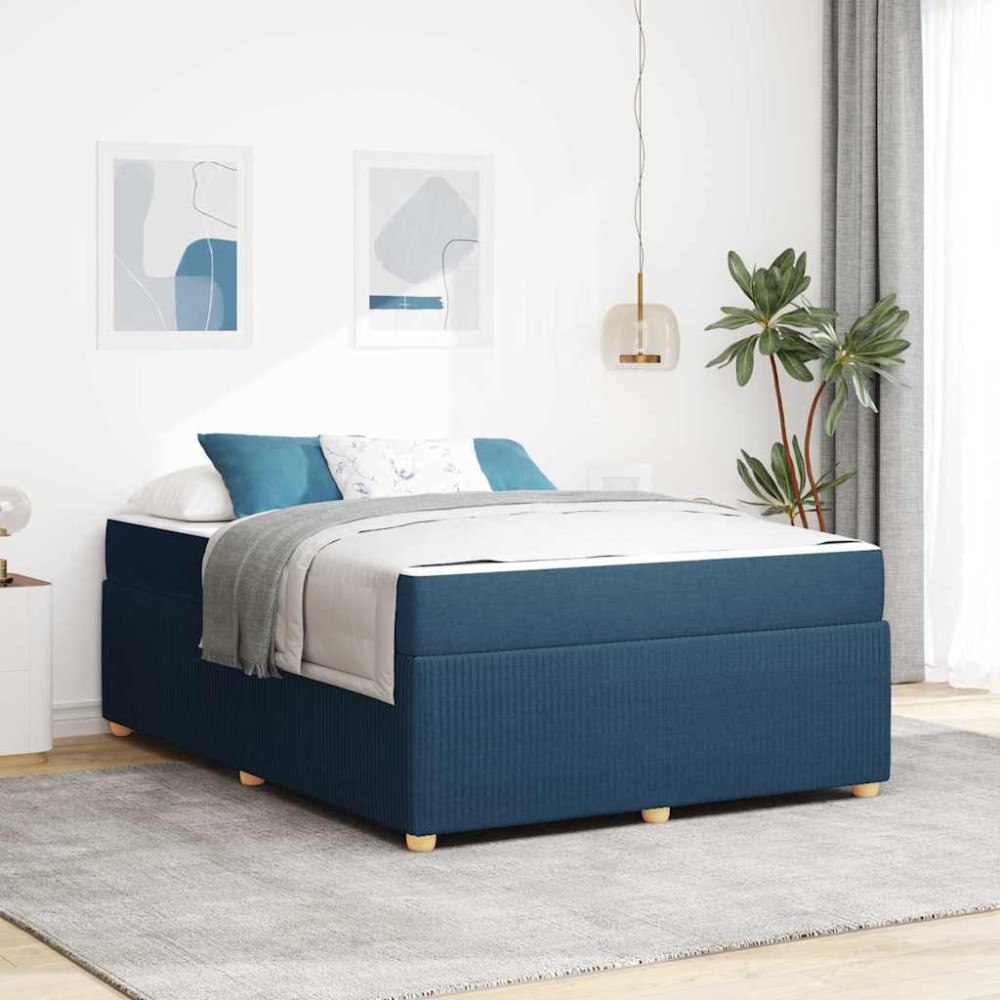 vidaXL Sängram med madrass Blå 140 x 200 cm tyg